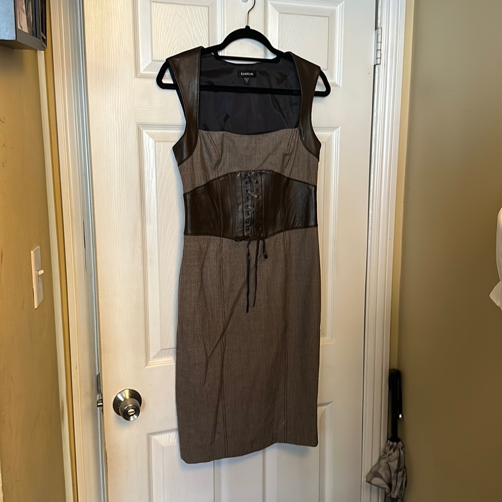 Bebe Faux Leather Corset Dress